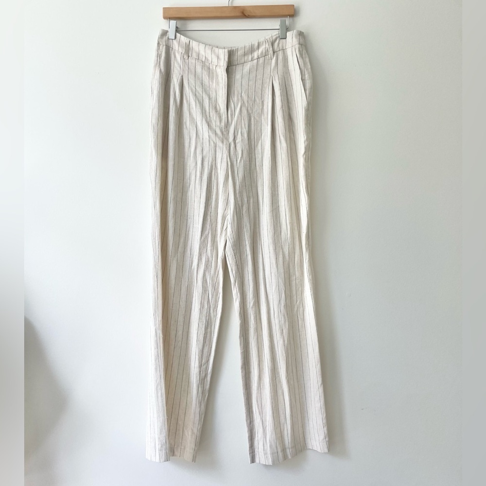 7 for all mankind linen blend wide leg trouser pant High Waisted size 10